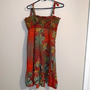 Printed pattern and floral design dress